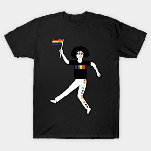 Happy man with rainbow flag celebrate Pride Parade T-Shirt